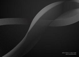 Modern black gradient background vector with wavy shapes and lines. Abstract gradient dark background vector.