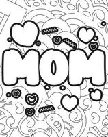 Mother's day Typography Coloring page. Mother's day line Art design. vector
