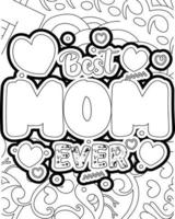 Mother's day Typography Coloring page. Mother's day line Art design. vector