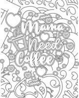 Mother's day Typography Coloring page. Mother's day line Art design. vector