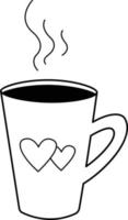 Vector image of a coffee mug, Valentine is Day. A simple contour vector, a set of technologies for the user interface and UX, website or mobile application, highlighted on a white background.