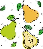 Vector illustration of pears on a white background. Isolated elements for design.Stock illustration about gardening, used for menus, advertisements and covers, children's books, food illustrations