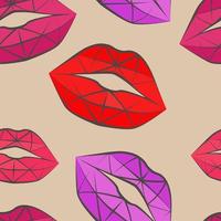 Seamless drawing of beautiful lips with red lipstick. Vector illustration of lips. An idea for fashion illustrations, a background for Valentine's day, magazines, fashion, advertising, a decor texture