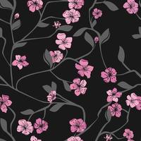 Cherry blossom vector background. Seamless flowers pattern