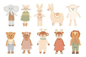 Cartoon cute animals for children's greeting cards and invitations. Vector illustration