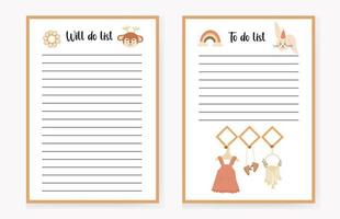 To-do list template and will do list. Notepad for stationery on an isolated background. vector