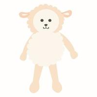 Cartoon funny lamb stands isolated on a white background, vector illustration