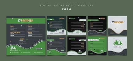 Square social media post template in black and green design. Black and green story template design. vector