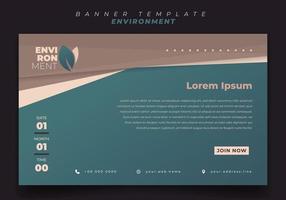 Banner template for environment design with simple green geometric background vector