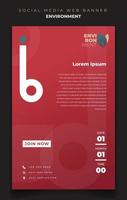 plantilla de banner web en paisaje con fondo rojo para diseño ambiental vector