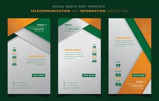 Set of social media post template in portrait geometric background for Information technology design vector
