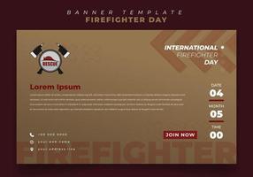 Banner template with white gold background for firefighter day design vector