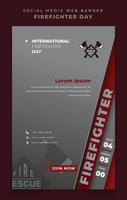Portrait banner template in gray background for firefighter day design vector
