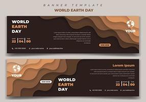 World earth day template in landscape design. Set of social media template design with paper cut background. vector