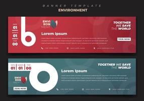 Web banner template with red and green background for environment design vector