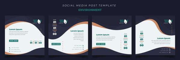 Set of social media with waving background for environmental template design vector