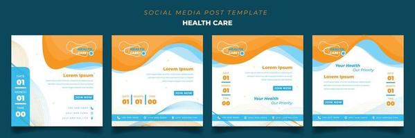 Set of Social media post template design with abstract background for health care design vector