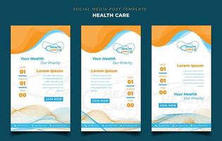 Social media post template design in portrait abstract background for health care design vector