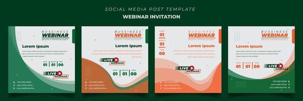 Social Media Post template with waving green and orange in white background for online advertising