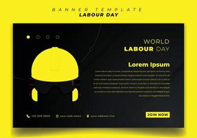 Banner template design with landscape black background for Labour day design vector