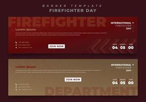 Web banner template with white red and gold background for firefighter day in landscape design vector