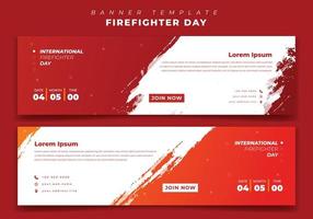 Web banner template design with white grunge design for firefighter day vector