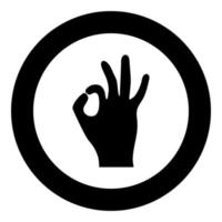 el signo muestra perfectamente la mano el icono de color negro en círculo o redondo vector