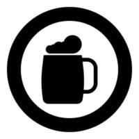 Glass of beer the black color icon in circle or round vector