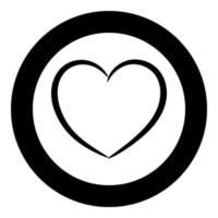 Heart the black color icon in circle or round vector