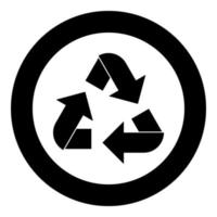 Recycling arrows in a circle the black color icon in circle or round vector