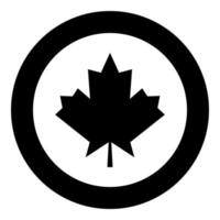 Maple leaf the black color icon in circle or round vector