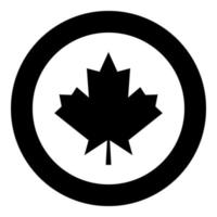 Maple leaf the black color icon in circle or round vector