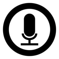 Microphone the black color icon in circle or round vector