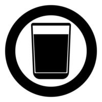 Glass with fluid the black color icon in circle or round vector