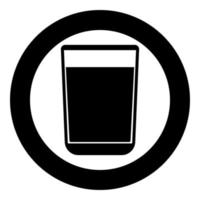 Glass with fluid the black color icon in circle or round vector