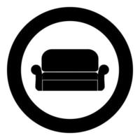 Sofa icon black color in circle vector