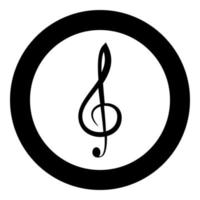 Treble clef icon black color in circle vector