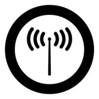 Radio signal icon black color in circle vector