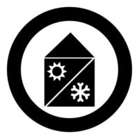 Home cooling and heating system icon black color in circle vector