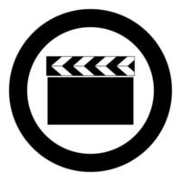 Cinema clapper icon black color in circle vector