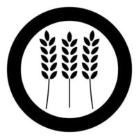 Wheat icon black color in circle vector