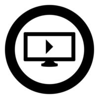 Tv with Mark playing video the black color icon in circle or round vector