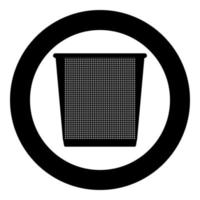 Trash bucket the black color icon in circle or round vector