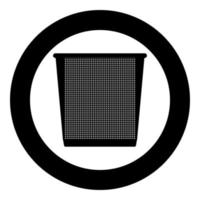 Trash bucket the black color icon in circle or round vector