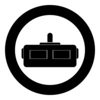 Virtual reality helmet the black color icon in circle or round vector