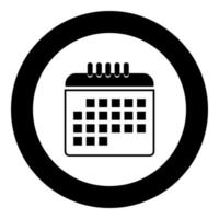 Calendar the black color icon in circle or round vector