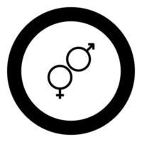 Venus and Mars symbol the black color icon in circle or round vector