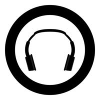 Headphones the black color icon in circle or round vector