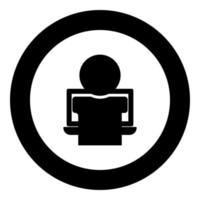 Man on the notebook the black color icon in circle or round vector