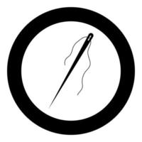 Needle the black color icon in circle or round vector